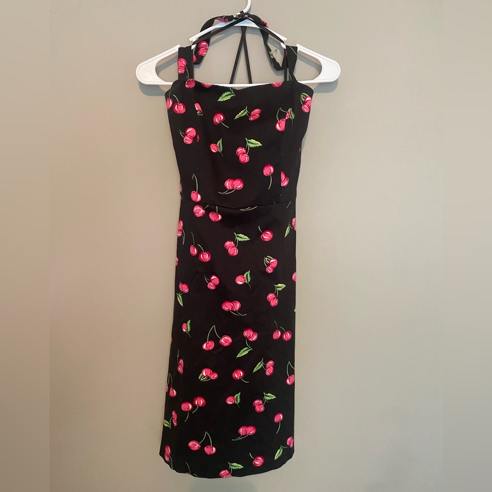 Vintage VTG 90s Y2K Cherry Pattern Halter Dress